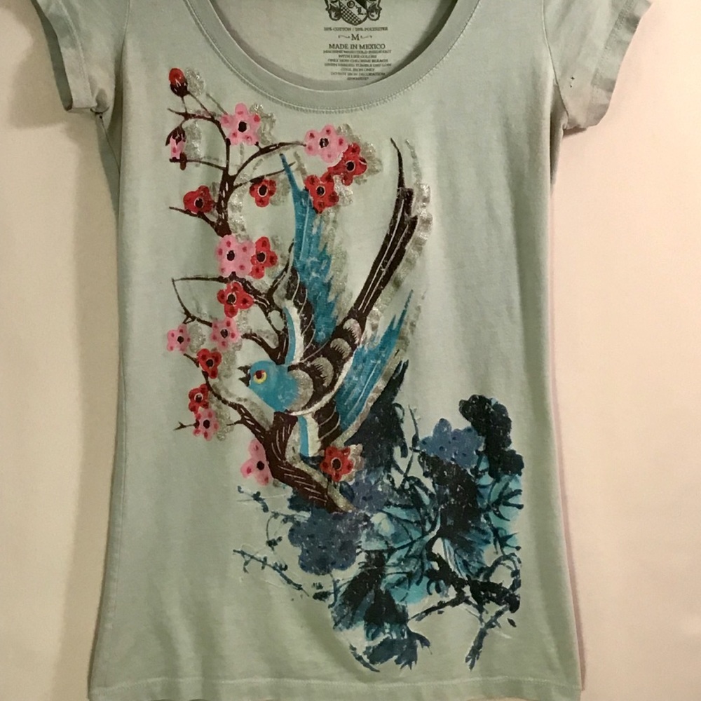 Sparrow & Cherry Blossom T Shirt